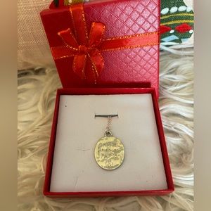 Rare luxury silver branded zipper pull in unbranded necklace